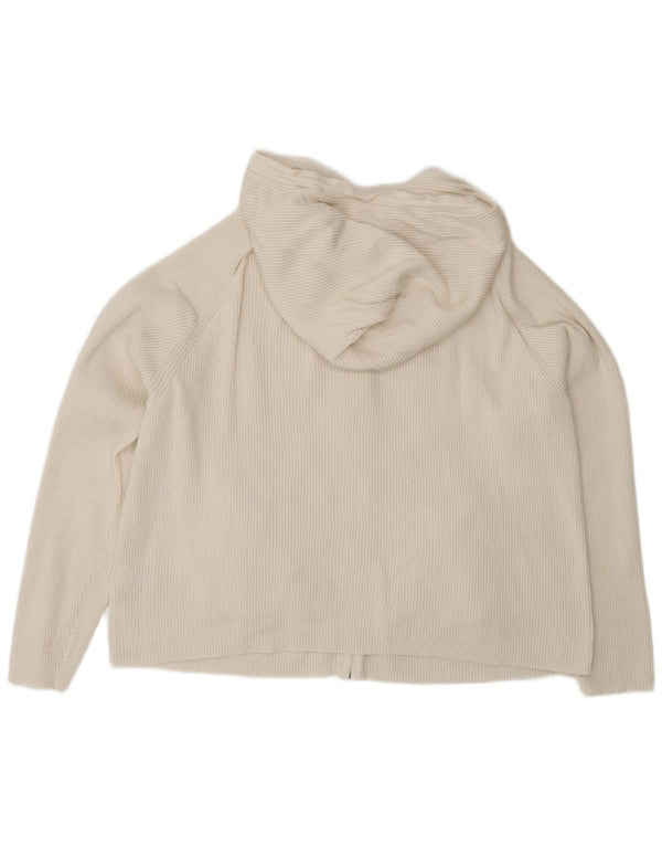 Marks & Spencer ženski kardigan pulover s kapuljačom UK 18 XL sivobijeli pamuk
