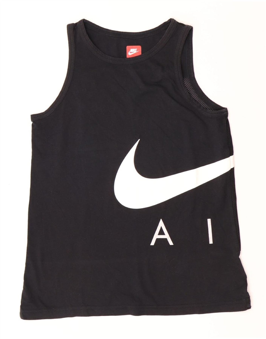 NIKE Boys Graphic Vest Top 13-14 Years XL Black Colourblock Pamuk