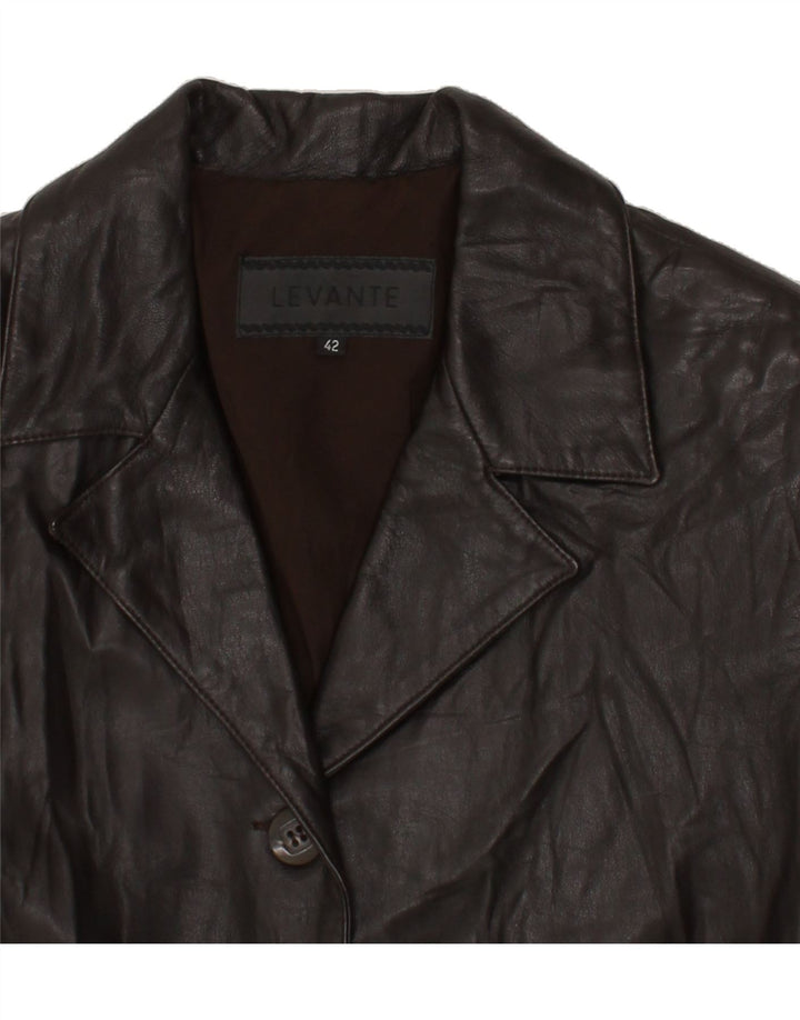 VINTAGE Womens Leather Coat IT 42 Medium Brown Leather Vintage Vintage and Second-Hand Vintage from Messina Hembry 