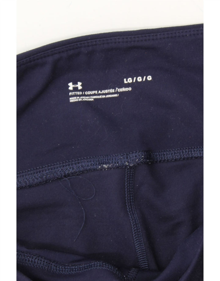 UNDER ARMOUR Womens Leggings UK 16 Large  Navy Blue Polyester Vintage Under Armour and Second-Hand Under Armour from Messina Hembry 