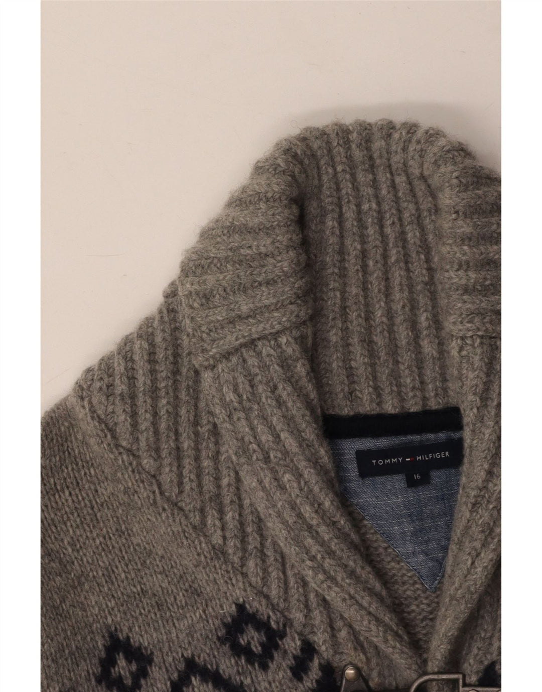 TOMMY HILFIGER Džemper s kardiganom za dječake 15-16 godina Sivi Fair Isle