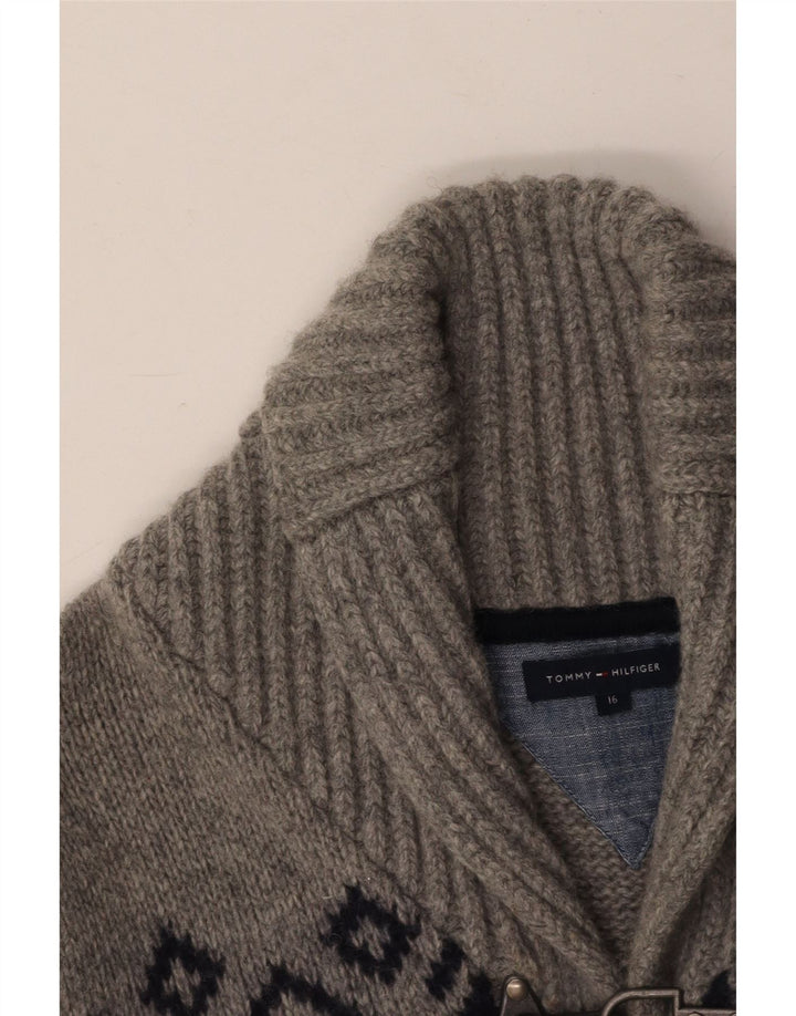 TOMMY HILFIGER Džemper s kardiganom za dječake 15-16 godina Sivi Fair Isle