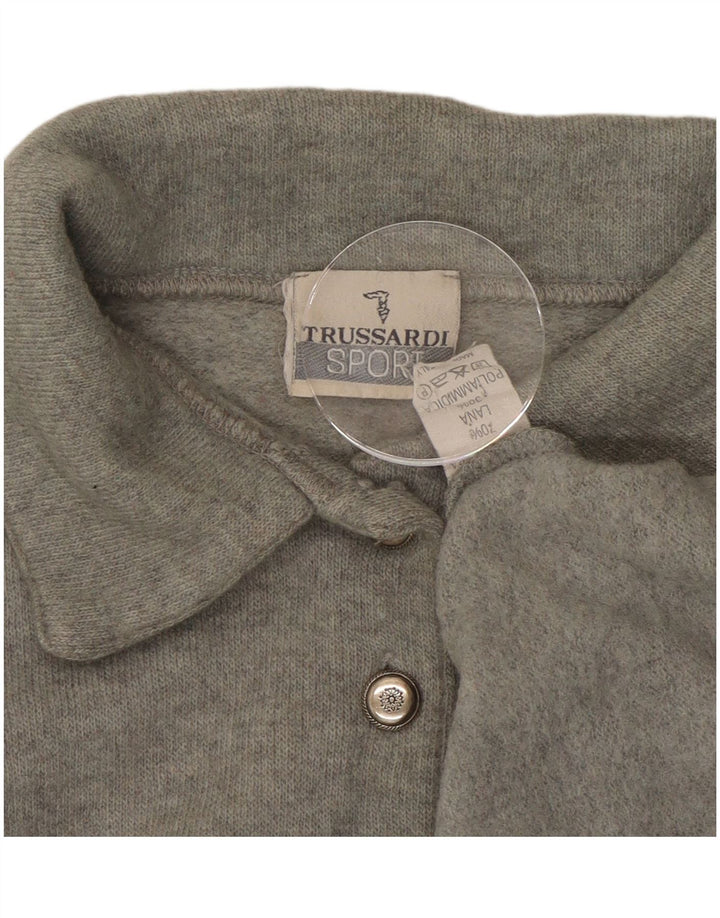 TRUSSARDI ženski pulover s velikim polo izrezom IT 44 srednje siva vunena