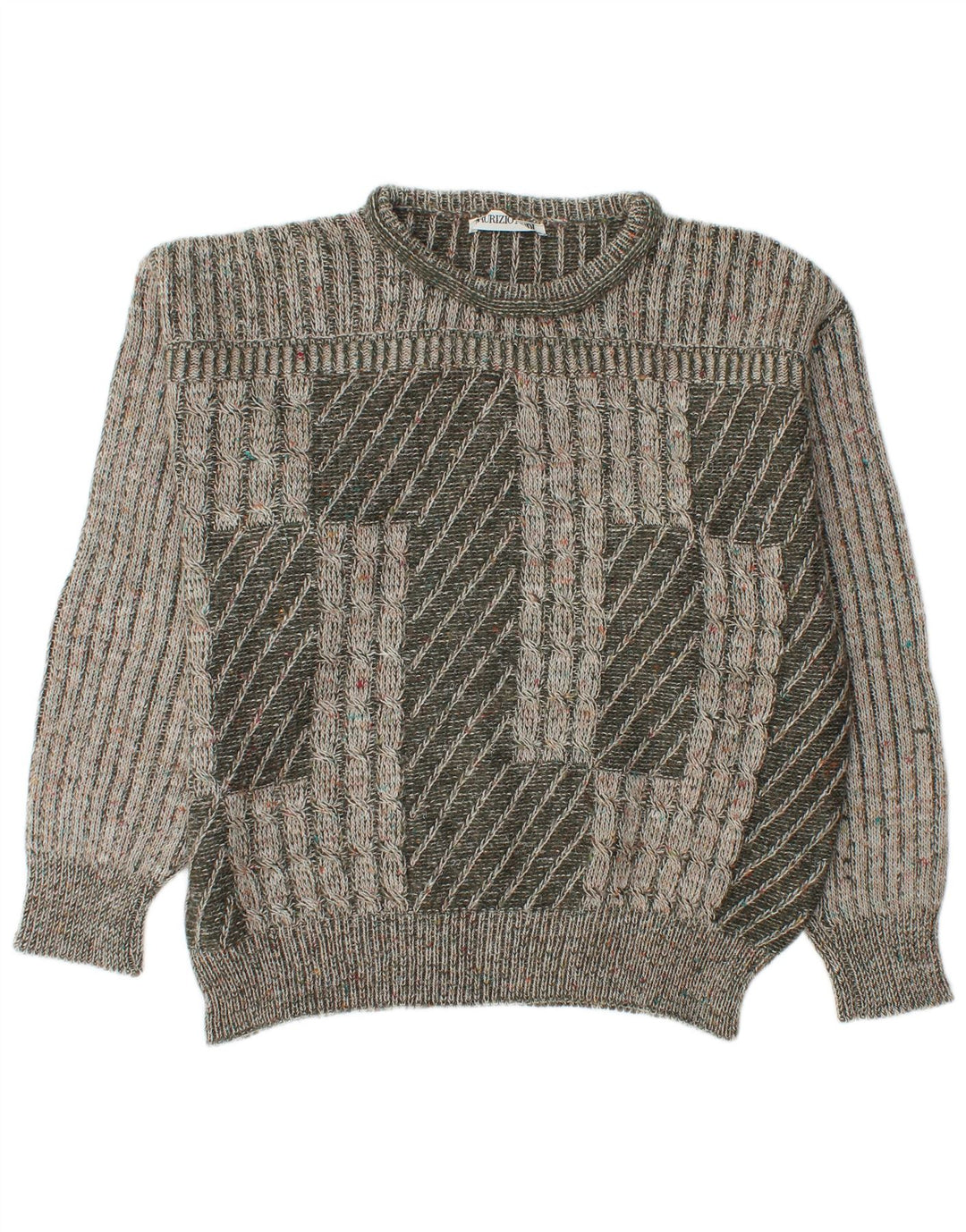 Vintage muški džemper s okruglim izrezom IT 48 Srednje zeleni akril