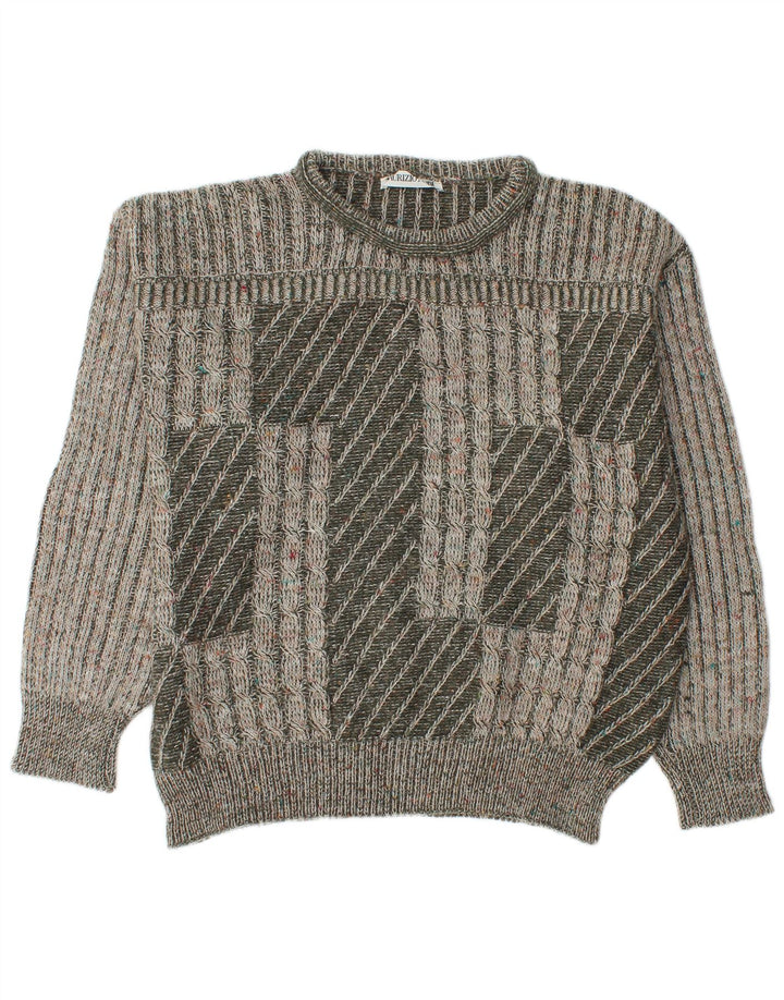 Vintage muški džemper s okruglim izrezom IT 48 Srednje zeleni akril