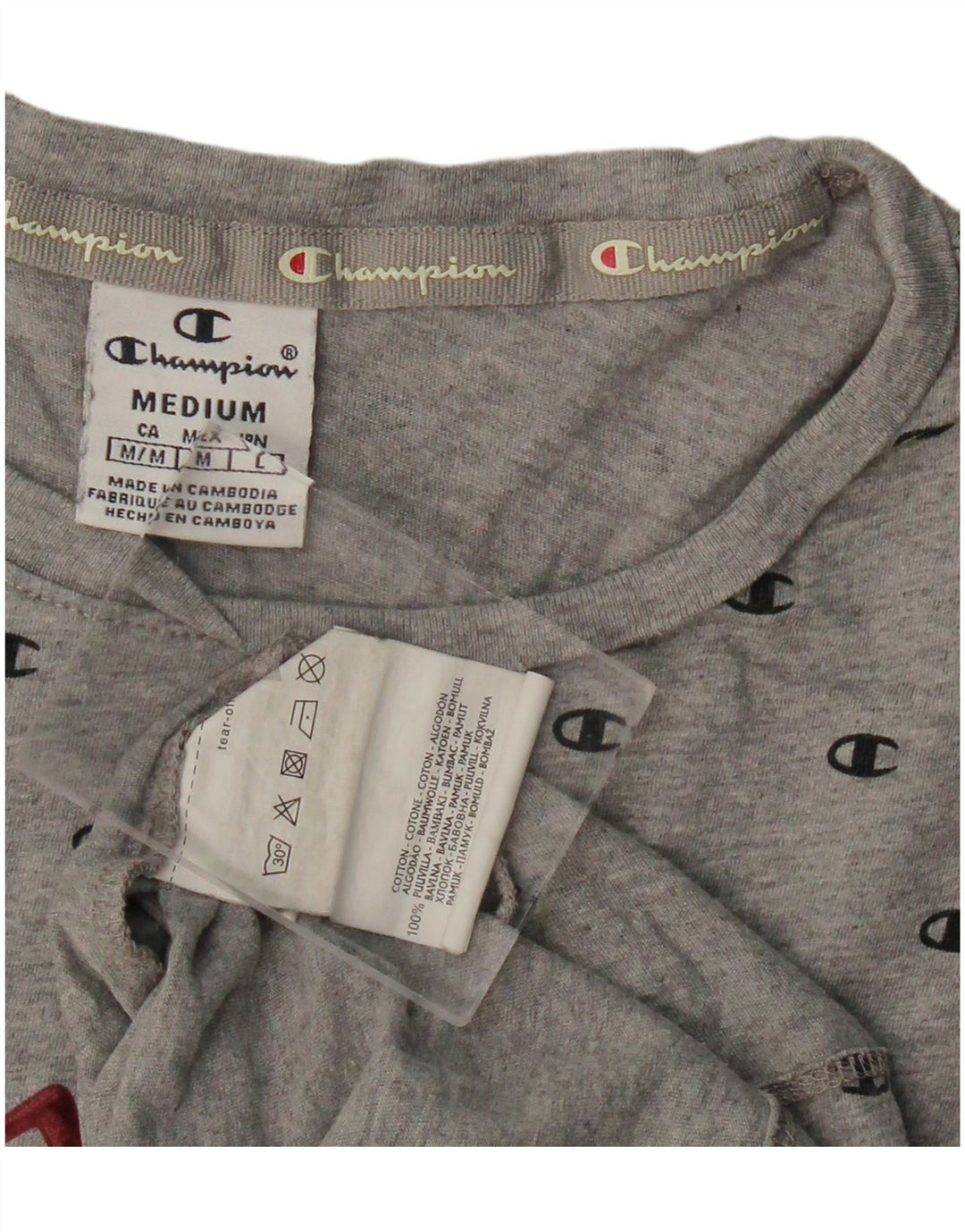 CHAMPION Ženska majica kratkih rukava s grafičkim motivima UK 12 Srednje sivi pamuk