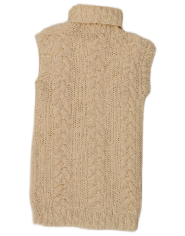 Vintage ženska majica bez rukava s dugačkim ovratnikom UK 8 Small Off White