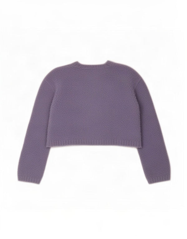 Benetton Womens Crop Boat Neck Jumper Sweater UK 14 Medium Purple
