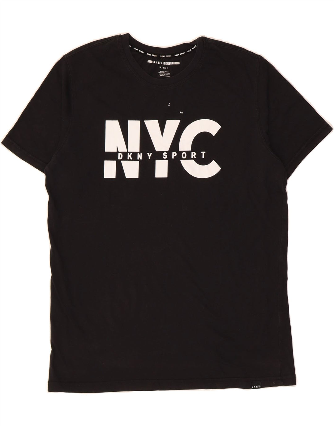 DKNY Mens Graphic T-Shirt Top Medium Black Cotton Vintage Dkny and Second-Hand Dkny from Messina Hembry 