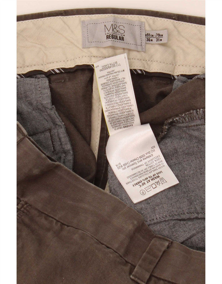 Marks & Spencer muške obične chino hlače W36 L31 kaki pamuk