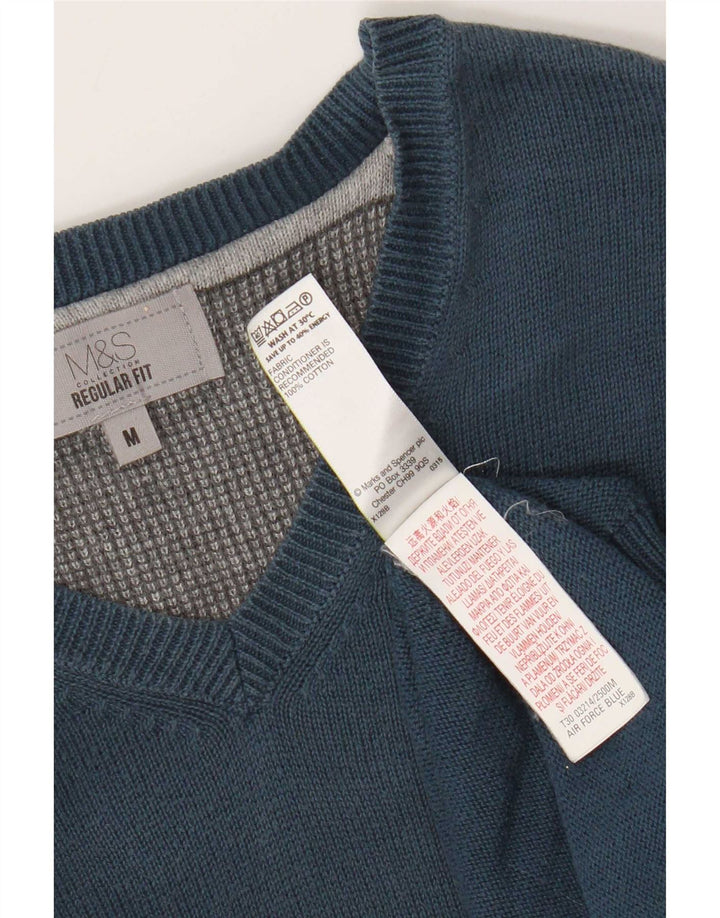 Marks & Spencer muški džemper s V-izrezom srednje plave boje pamuka