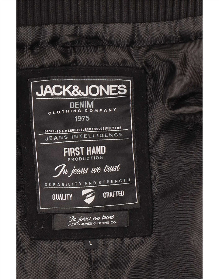 Jack & Jones muški graškasti kaput UK 40 veliki crni vuneni