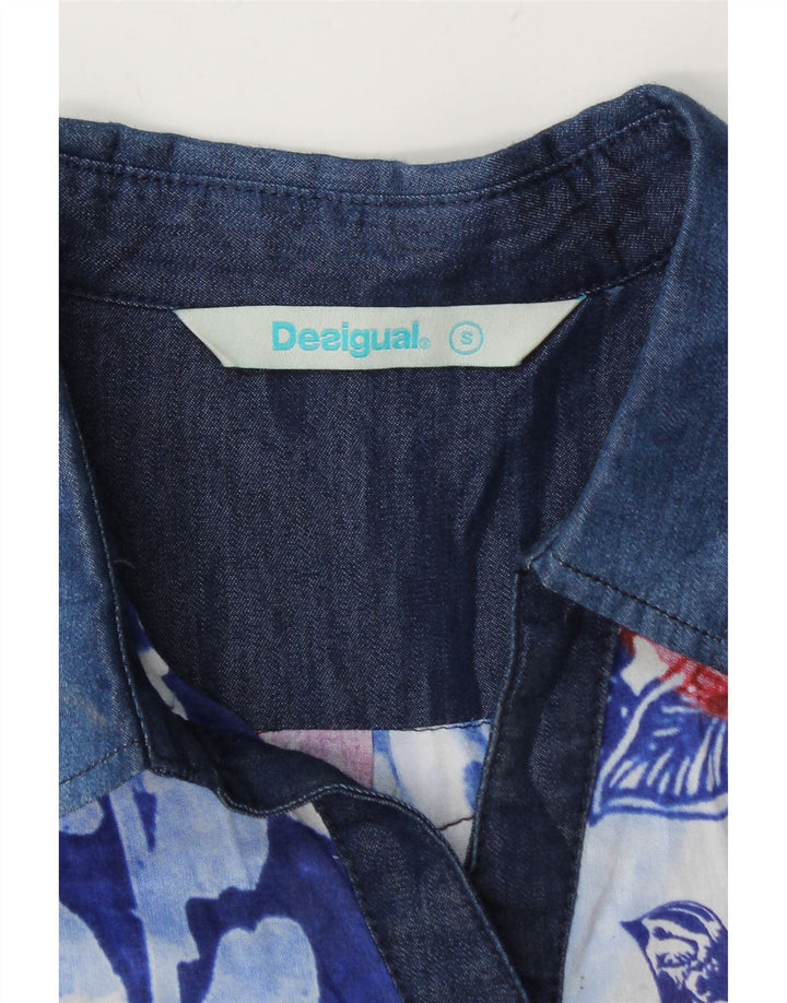 Desigual ženski pulover košulja bluza UK 10 mala plava cvjetna