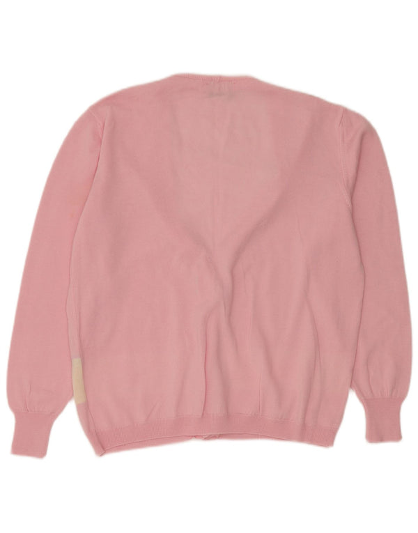 VINTAGE ženski kardigan džemper UK 14 srednje ružičasta nova vuna