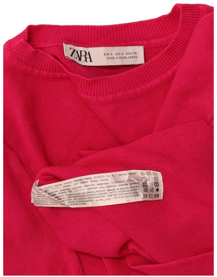 ZARA ženski pulover kratkih rukava s okruglim izrezom UK 8 Mala ružičasta