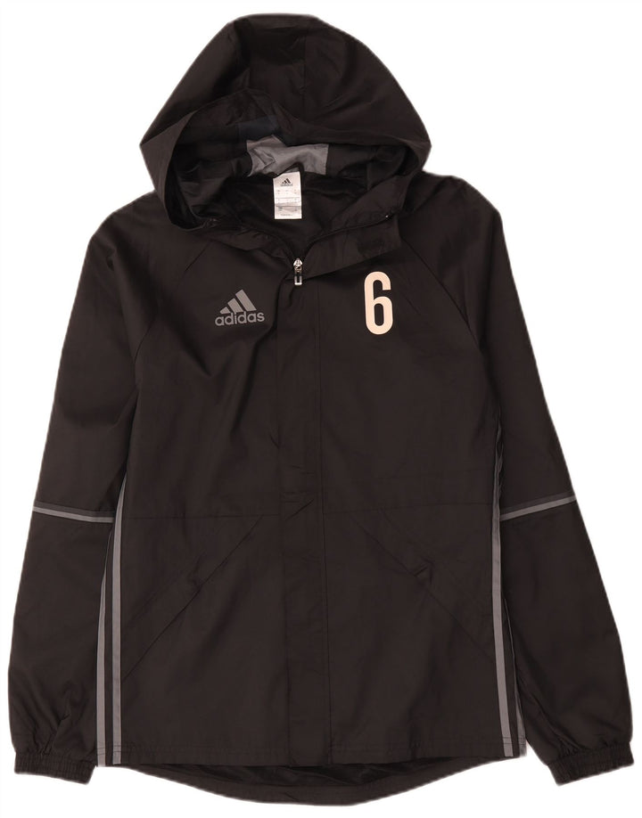 Adidas muška kišna jakna s kapuljačom s grafičkim motivima UK 36 mala crna poliesterska