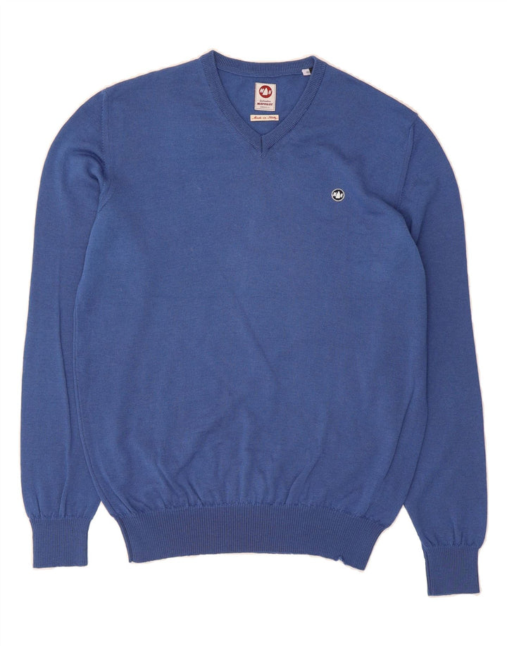 MURPHY & NYE Mens Regular Fit V-Neck Jumper Sweater 2XL Blue Wool Vintage Murphy & Nye and Second-Hand Murphy & Nye from Messina Hembry 