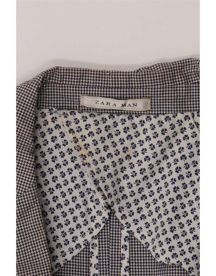 Zara muška jakna sa 2 gumba UK 40 Large Grey Houndstooth Pamuk