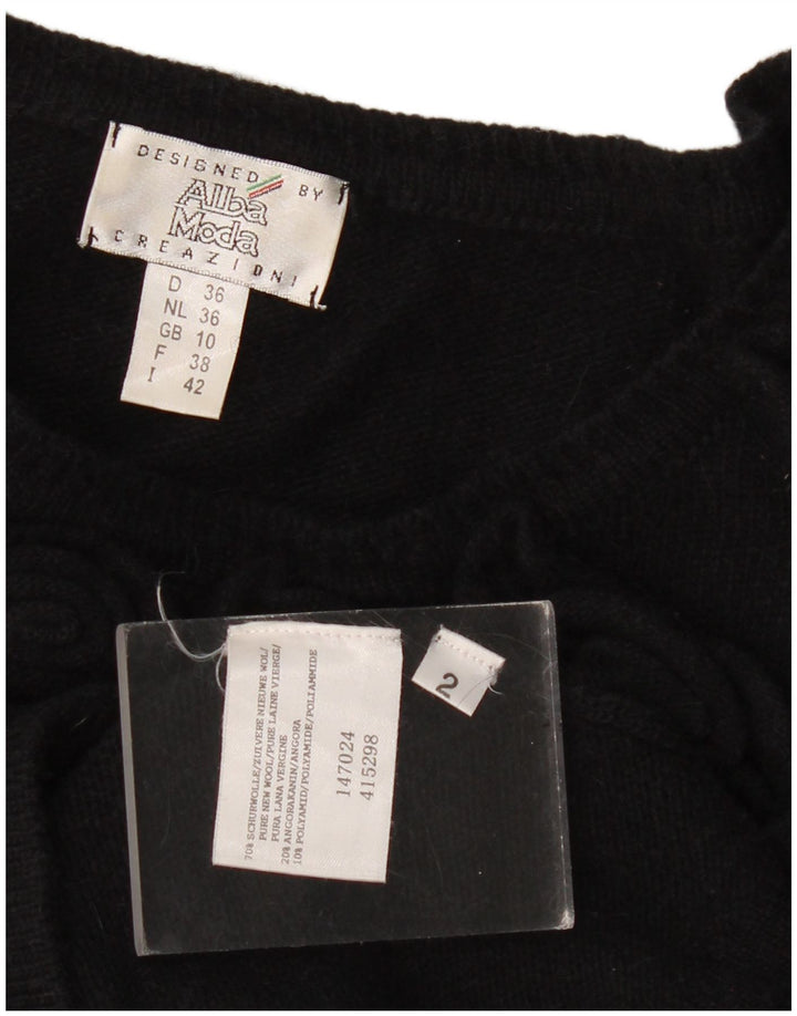 Alba Moda ženski džemper s veznim izrezom UK 10 Mala crna nova vunena