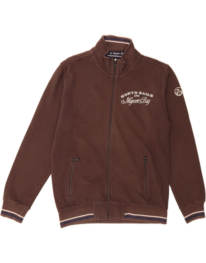 NORTH SAILS Mens Tracksuit Top Jacket XL Brown Cotton Vintage North Sails and Second-Hand North Sails from Messina Hembry 