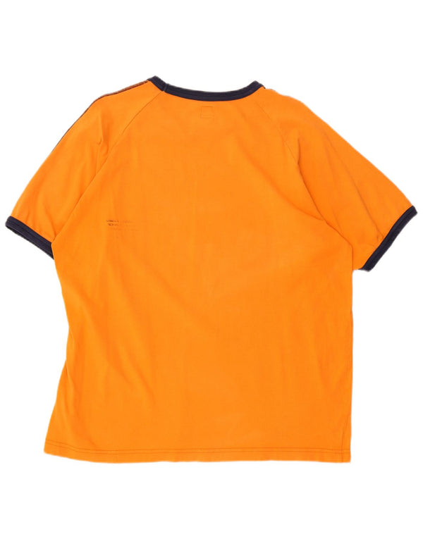 Adidas Mens Graphic T-Shirt Top Large Orange Colourblock