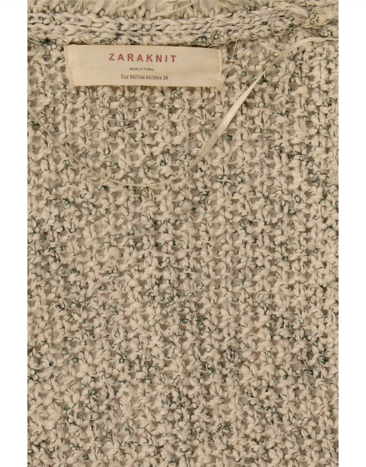 Zara ženski otvoreni kardigan pulover UK 14 Medium Beige Flecked