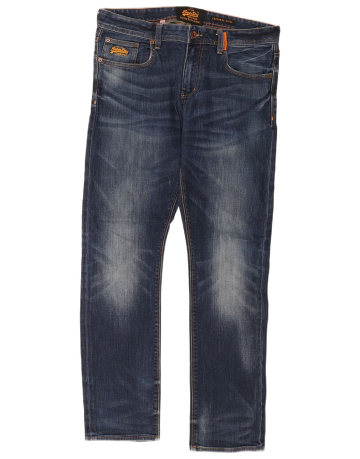 Superdry Mens Corporal Slim Jeans W34 L32 Plavi pamuk