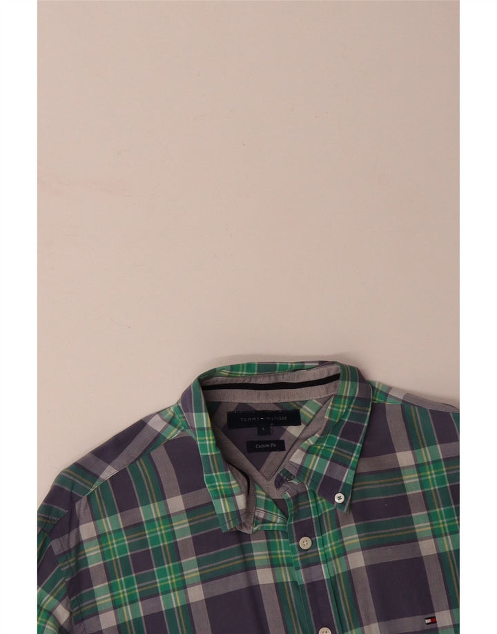 TOMMY HILFIGER Mens Custom Fit Shirt Large Multicoloured Check Cotton