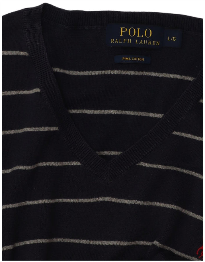 POLO RALPH LAUREN Veliki muški džemper s V-izrezom na pruge