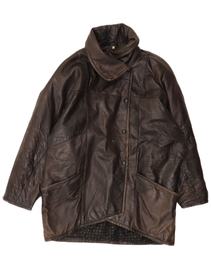 Vintage ženska prevelika kožna jakna EU 44 XL smeđa koža