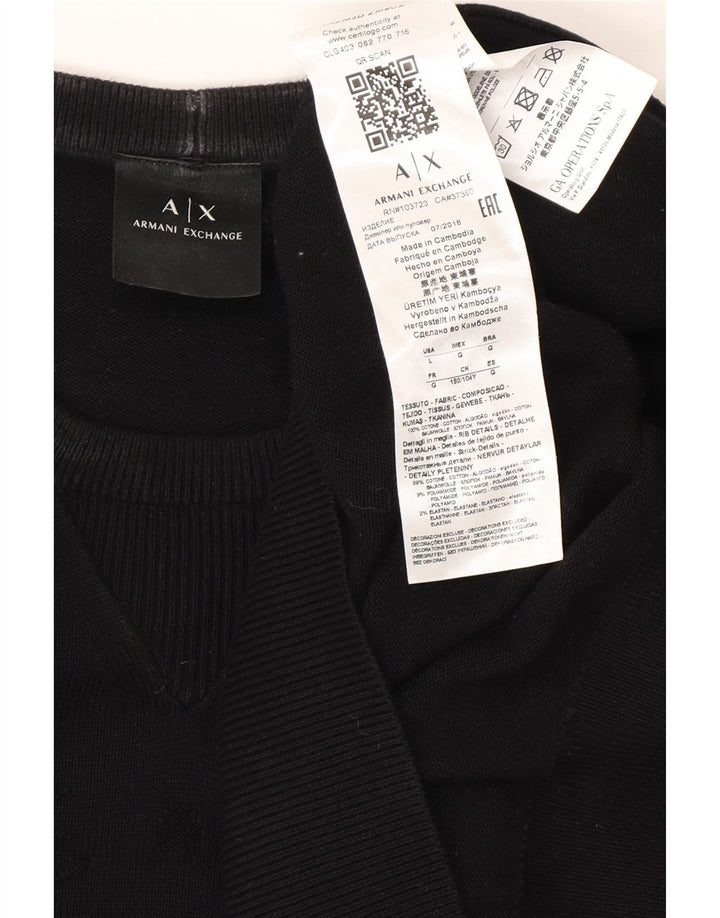 ARMANI EXCHANGE Veliki crni pamučni muški džemper s okruglim izrezom