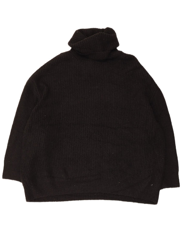 Zara Womens 3/4 Sleeve Oversized Roll Neck Jumper Sweater UK 16 Large Black