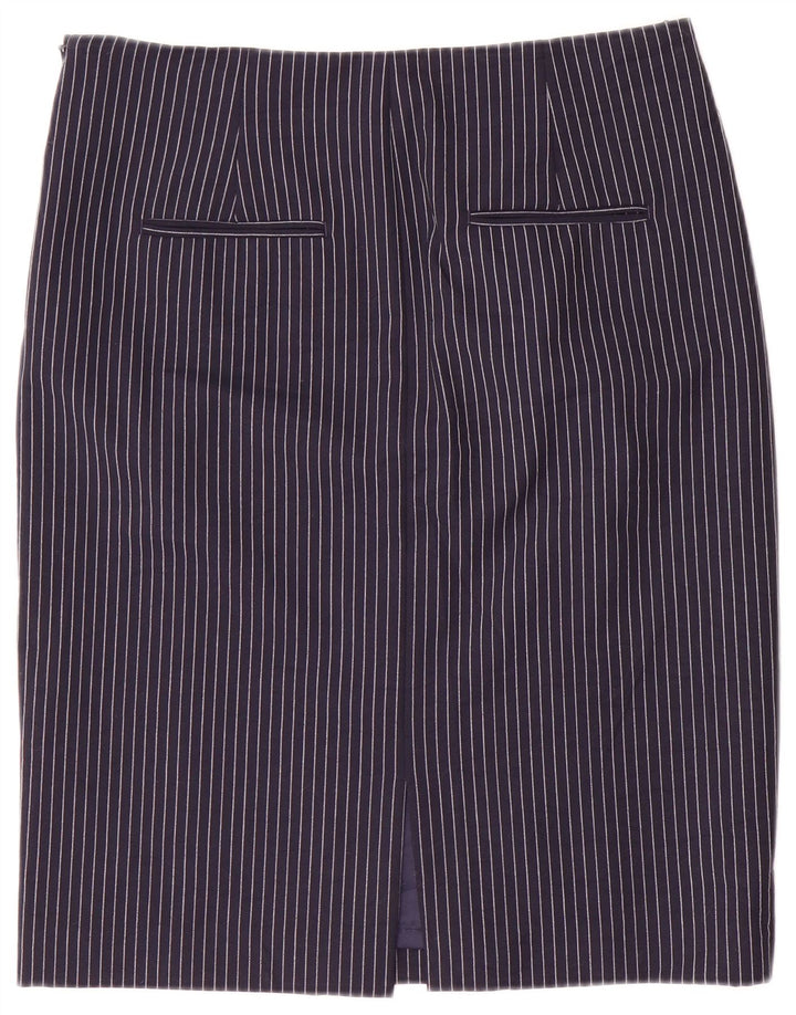 Benetton ženska ravna suknja UK 12 srednje veličine W32 mornarsko plave pruge