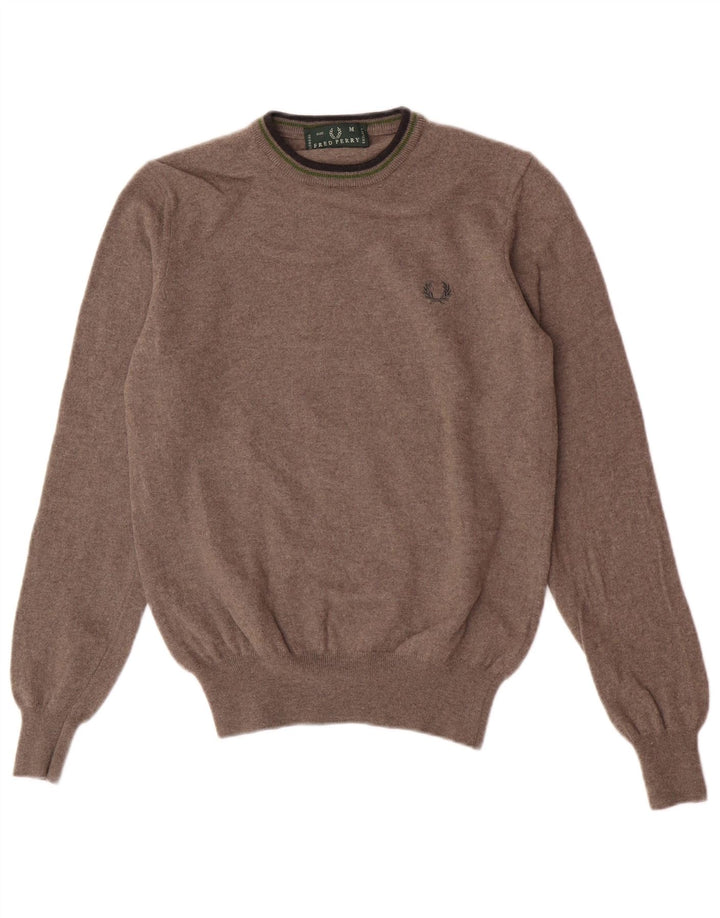 Fred Perry ženski džemper s okruglim izrezom UK 12 srednje smeđe vune