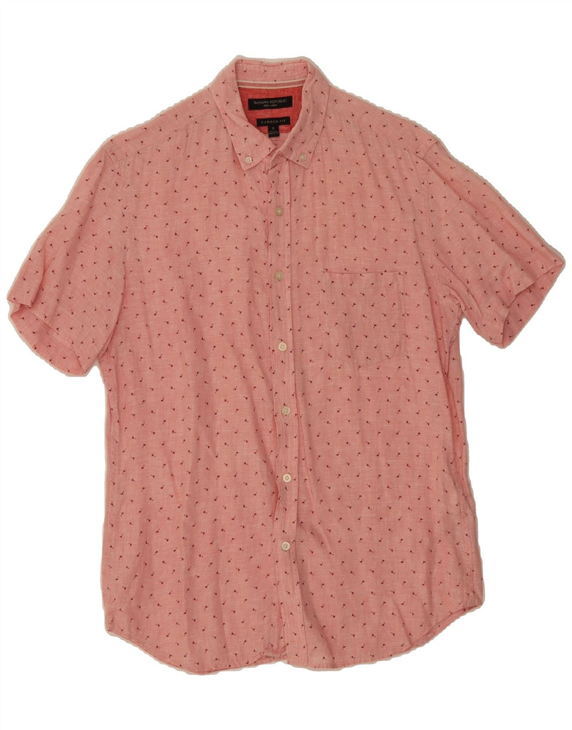 BANANA REPUBLIC Mens Camden Fit Abstract Pattern Shirt Small Pink Vintage Banana Republic and Second-Hand Banana Republic from Messina Hembry 