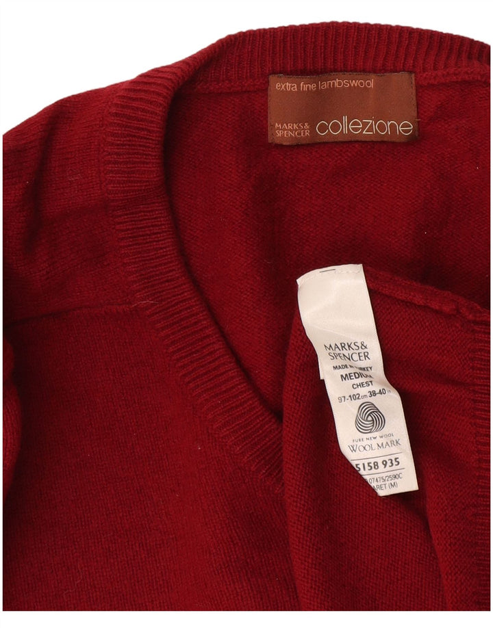 Marks & Spencer, muški džemper s V-izrezom, srednji vuneni bordo