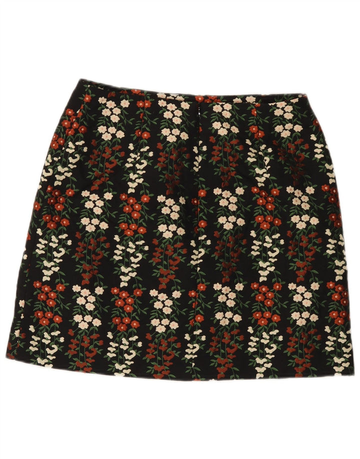 Oasis ženska mini suknja UK 12 srednje veličine W30 crni cvjetni poliester