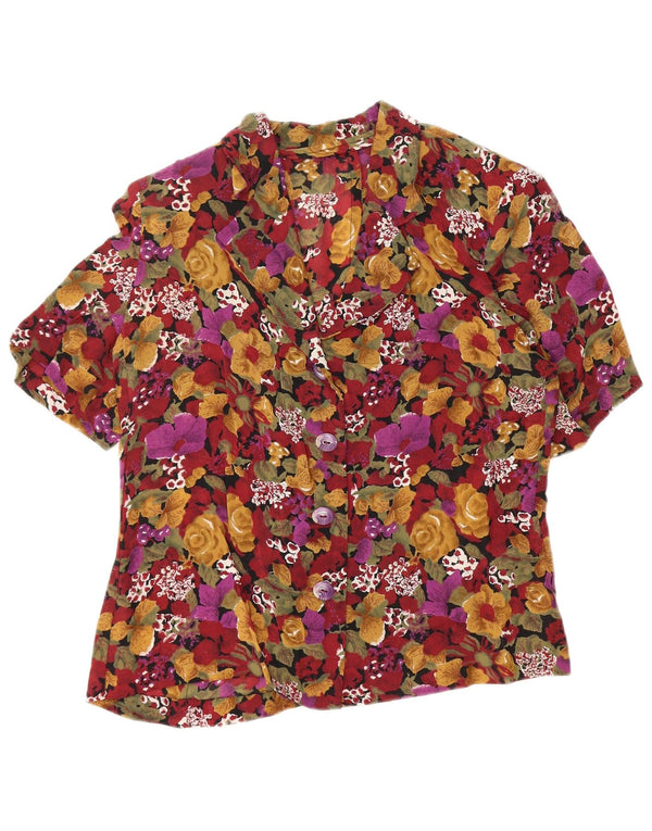 VINTAGE Womens Short Sleeve Shirt Blouse UK 16 Large Multicoloured Floral