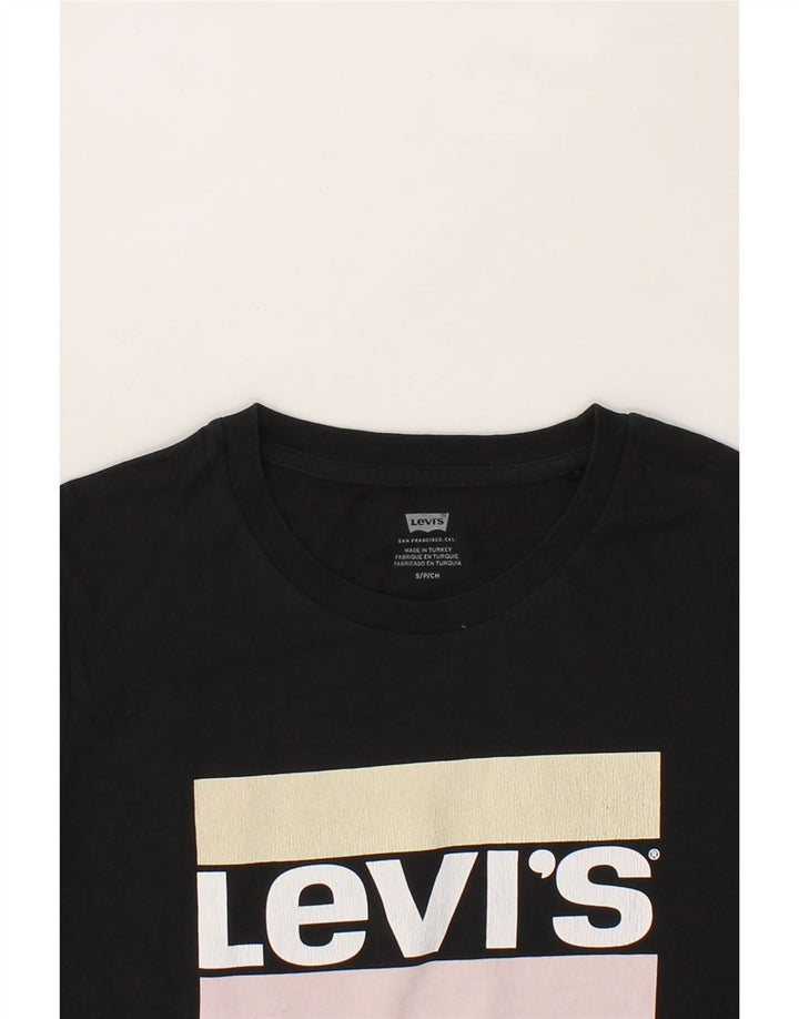 LEVI'S Womens Graphic T-Shirt Top UK 10 Small Black Vintage Levi's and Second-Hand Levi's from Messina Hembry 