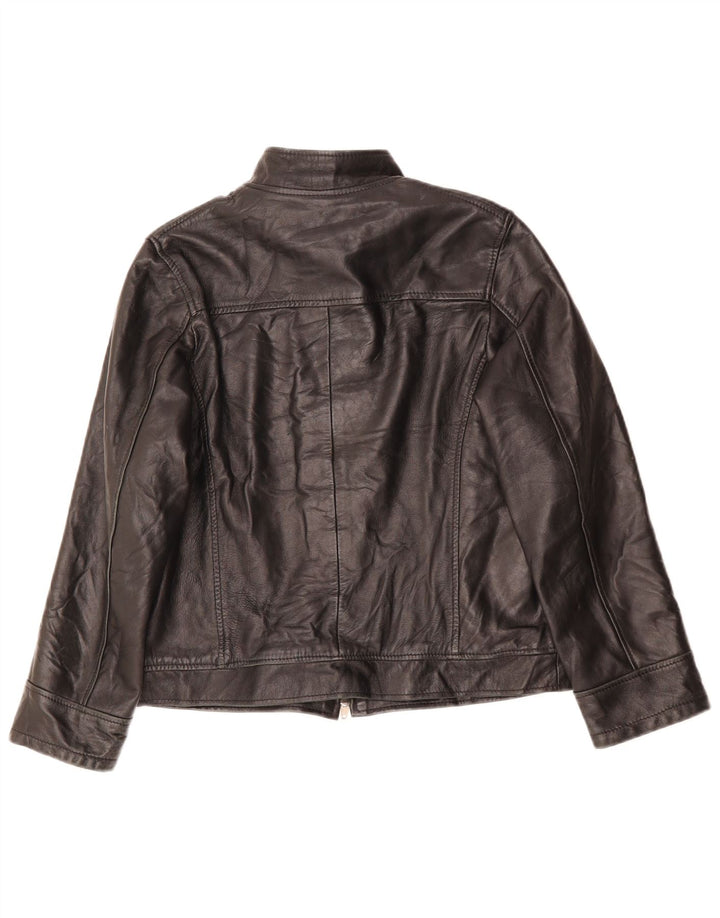 VINTAGE Ženska široka kožna jakna UK 6 XS crna koža