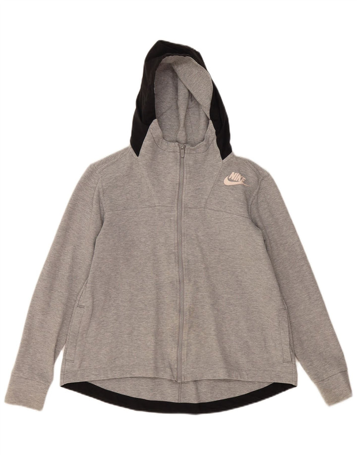 Nike ženski preveliki pulover s kapuljačom s patentnim zatvaračem UK 10 mali sivi pamuk