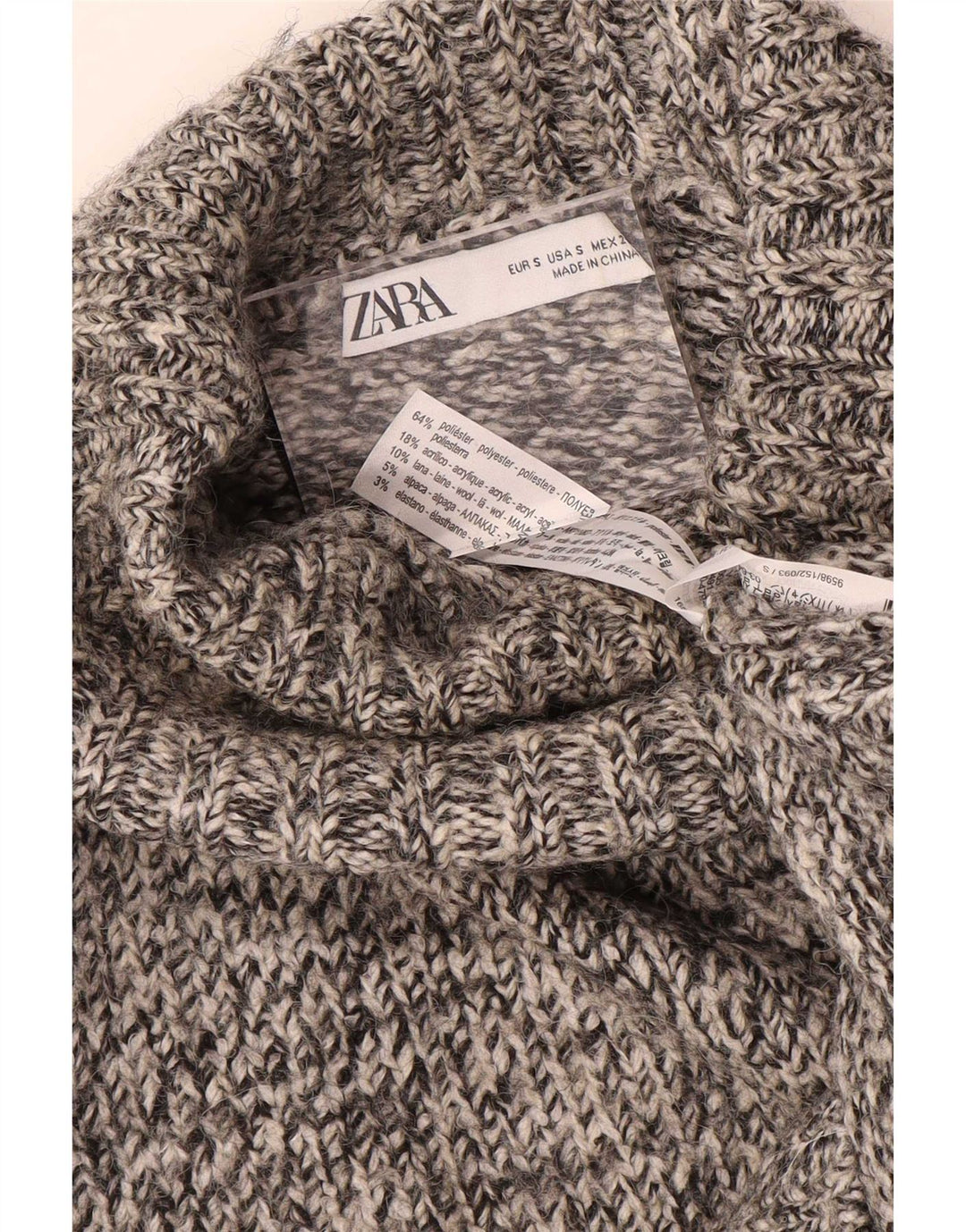 Zara ženski pulover s rol izrezom UK 10 Small Grey Flected