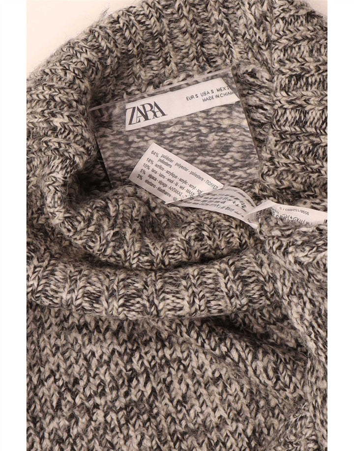 Zara ženski pulover s rol izrezom UK 10 Small Grey Flected