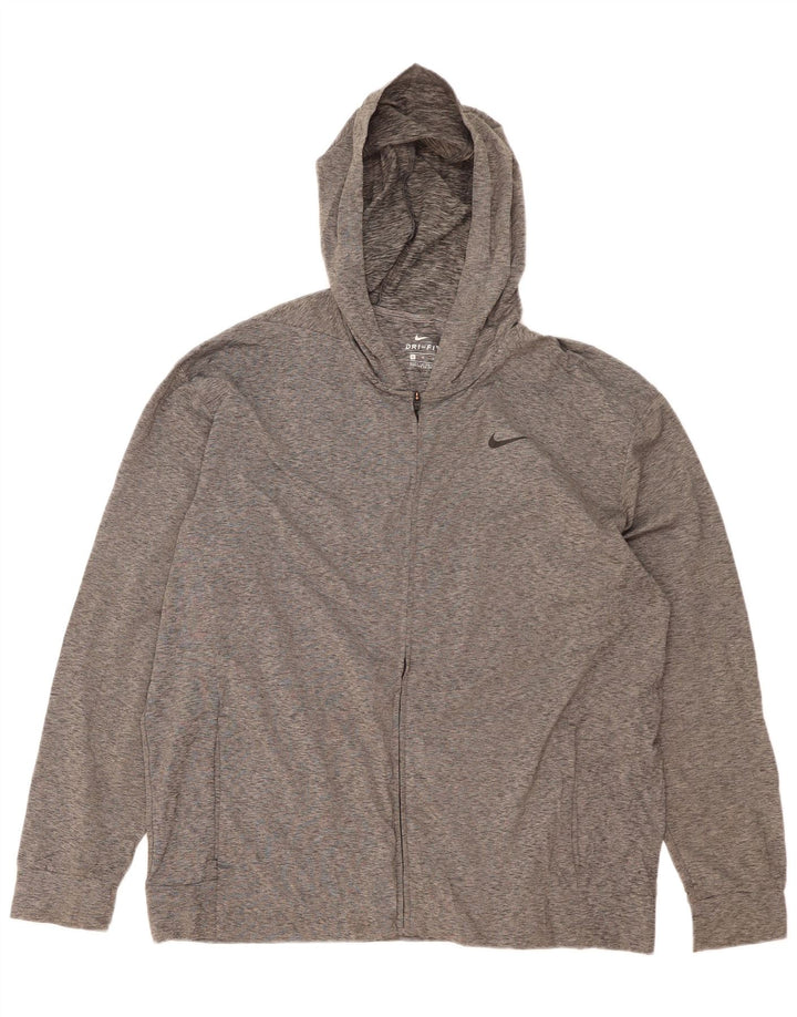 NIKE muški Dri Fit pulover s kapuljačom XL sivi flekasti poliester