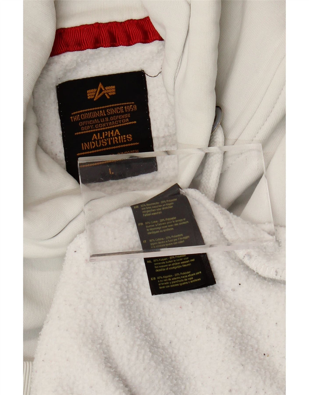 ALPHA INDUSTRIES Muška majica s kapuljačom s kapuljačom, veliki bijeli pamuk