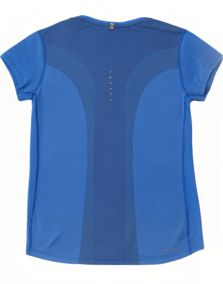 Nike Ženska Dri Fit majica kratkih rukava UK 12 srednje plavi poliester