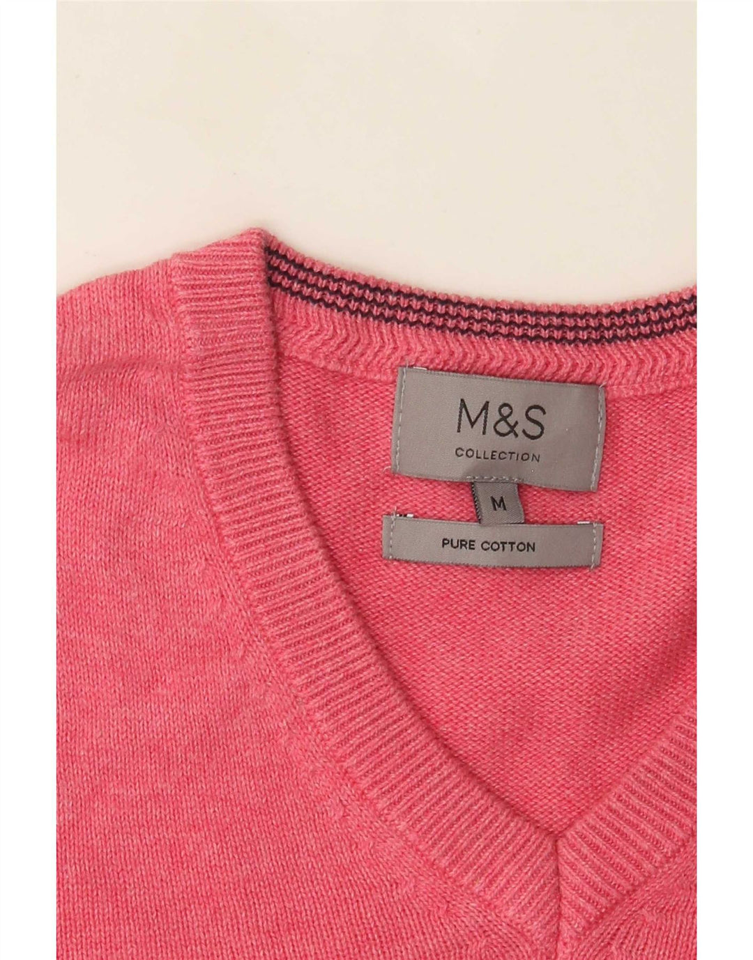 Marks & Spencer muški džemper s V-izrezom, srednje ružičasti pamuk