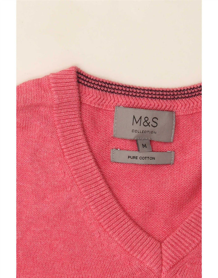 Marks & Spencer muški džemper s V-izrezom, srednje ružičasti pamuk