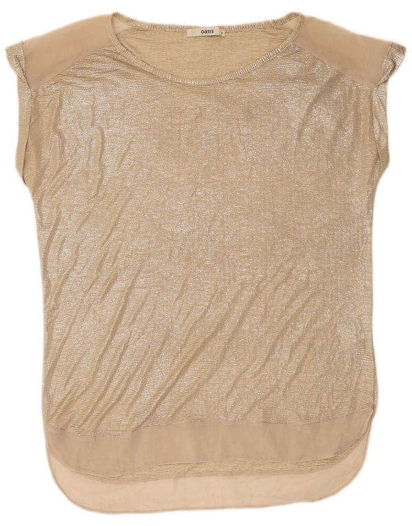 OASIS gornji dio ženske dugačke prevelike bluze UK 10, mali zlatni poliester