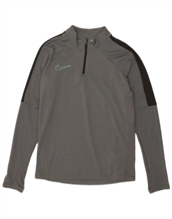 Nike Dri Fit majica s izrezom s patentnim zatvaračem Gornji dio trenirke male sive boje